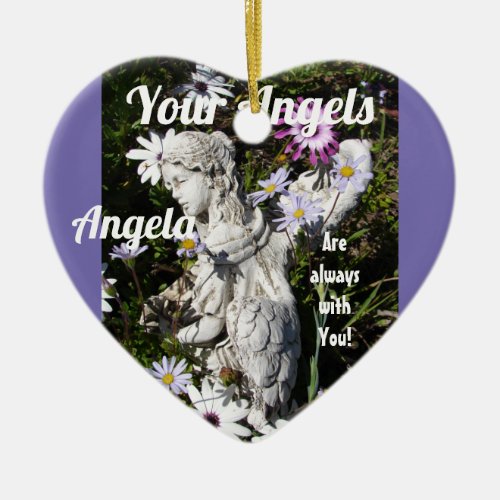 Your Angels Are Always with You Floral Angel Ceramic Ornament