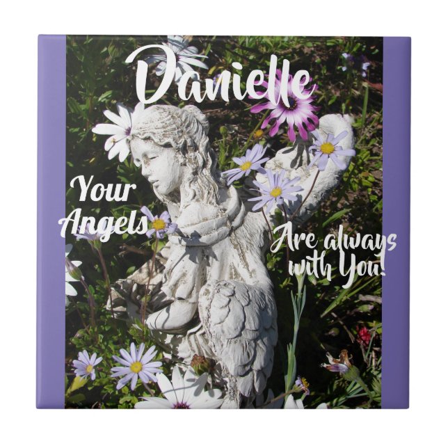 Your Angels Are Always with You Floral Angel Ceramic Tile (Front)