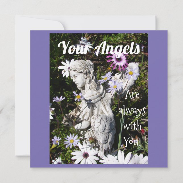 Your Angels Are Always with You Floral Angel Flat Card (Front)