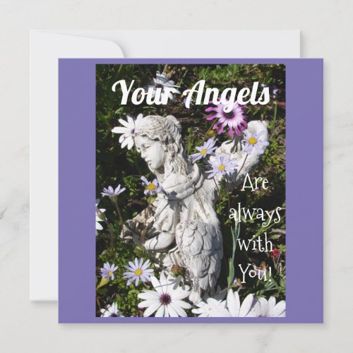 Your Angels Are Always with You Floral Angel Flat Card