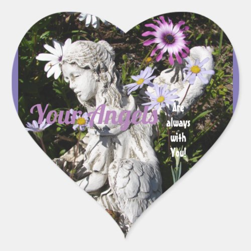 Your Angels Are Always with You Floral Angel Heart Sticker