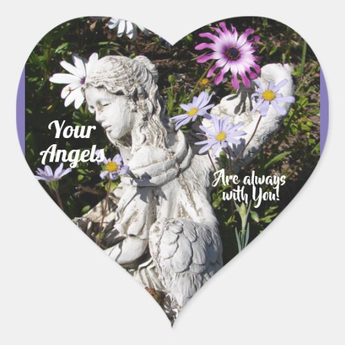 Your Angels Are Always with You Floral Angel Heart Sticker