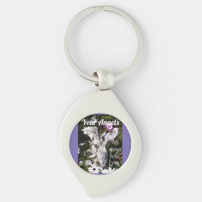 Your Angels Are Always with You Floral Angel Keychain (Front)