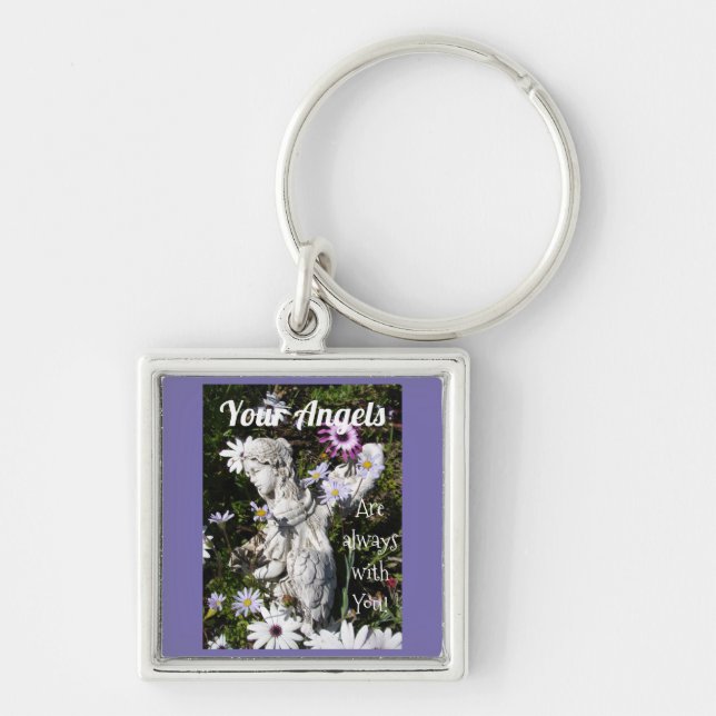 Your Angels Are Always with You Floral Angel Keychain (Front)