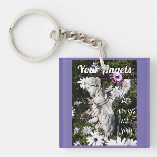 Your Angels Are Always with You Floral Angel Keychain (Front)