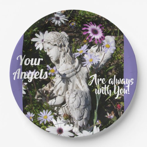 Your Angels Are Always with You Floral Angel Paper Plates