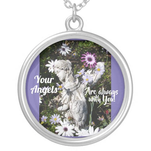 Your Angels Are Always with You Floral Angel Silver Plated Necklace