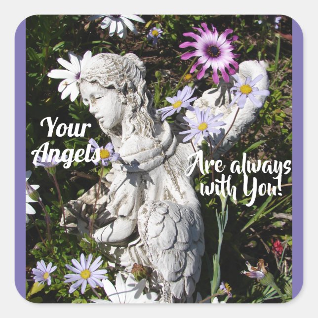 Your Angels Are Always with You Floral Angel Square Sticker (Front)
