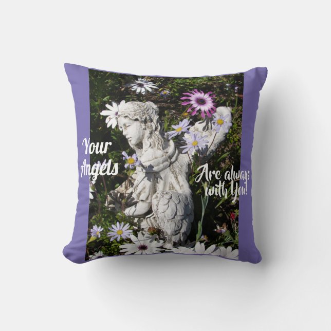 Your Angels Are Always with You Floral Angel Throw Pillow (Front)