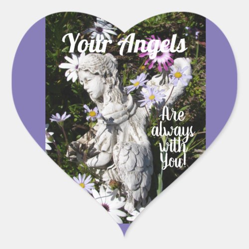 Your Angels Are Always with You Floral Flower  Heart Sticker