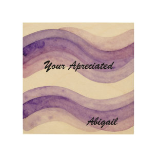 Your Appreciated Retro Watercolor Wavy Purple Name Wood Wall Art