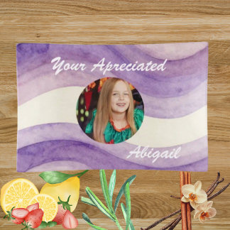Your Appreciated Watercolor Wavy Purple Photo Name Trinket Tray