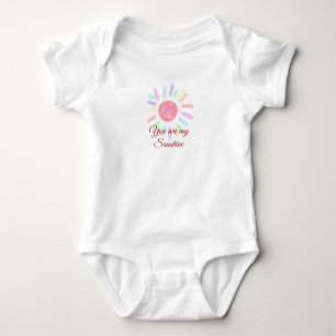 Your are my sunshine red colorful watercolor paste baby bodysuit