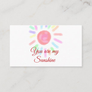 Your are my sunshine red colorful watercolor paste business card