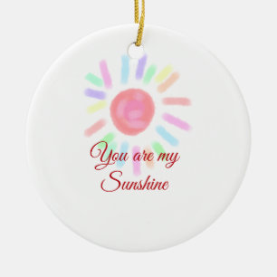 Your are my sunshine red colorful watercolor paste ceramic ornament