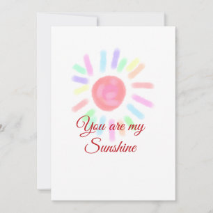 Your are my sunshine red colorful watercolor paste holiday card