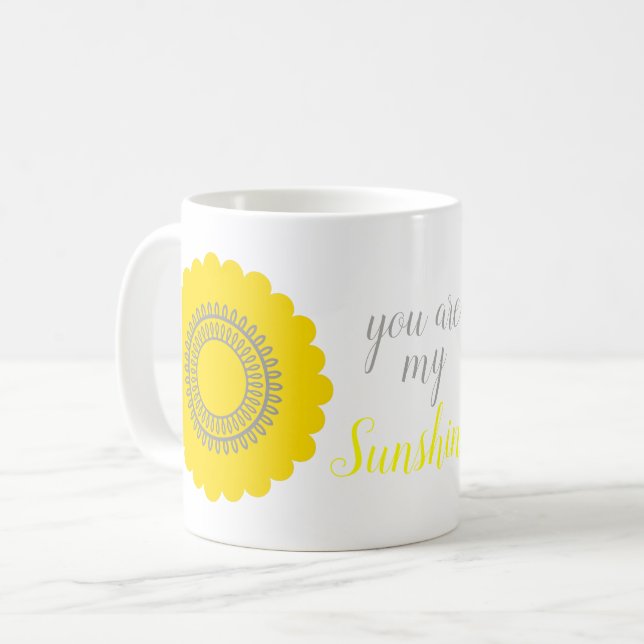 Your Are My Sunshine Yellow Flower Personalized Coffee Mug (Front Left)