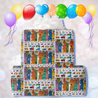 Your Artwork Child's Drawing Birthday Giftwrap Wrapping Paper