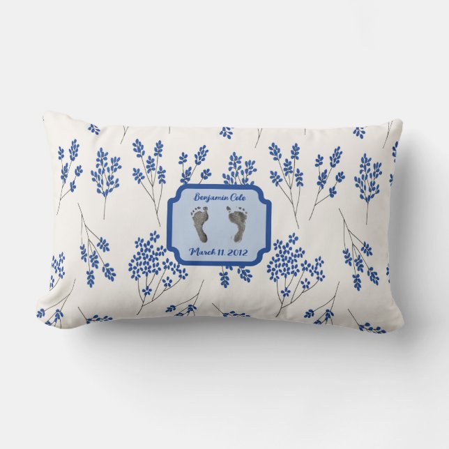 Your Babies Foot Prints in Blue Pillow Case (Front)