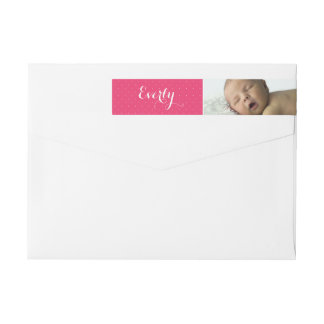 Your Baby Girl Photo Pink White Dot Return Address Wrap Around Label