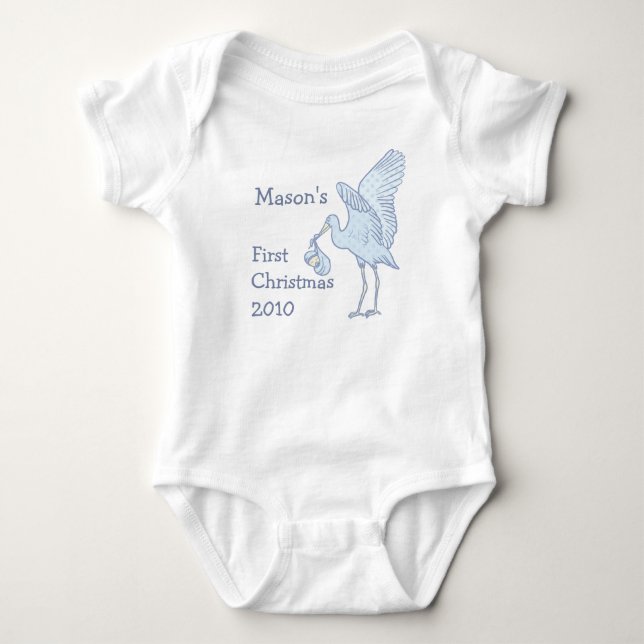 Your Baby Name 1st Christmas 2010 Baby T-shirt Baby Bodysuit (Front)