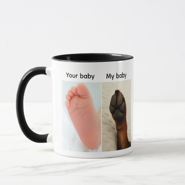 Your Baby vs My Baby Dog Paw Meme Mug (Left)