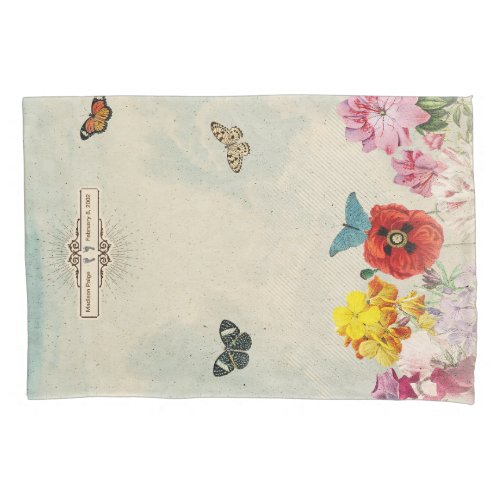 Your Babys Foot Prints Vintage Butterflies  Pillow Case