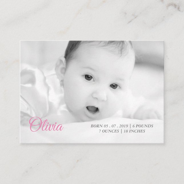 your baby's photo & name business card (Front)