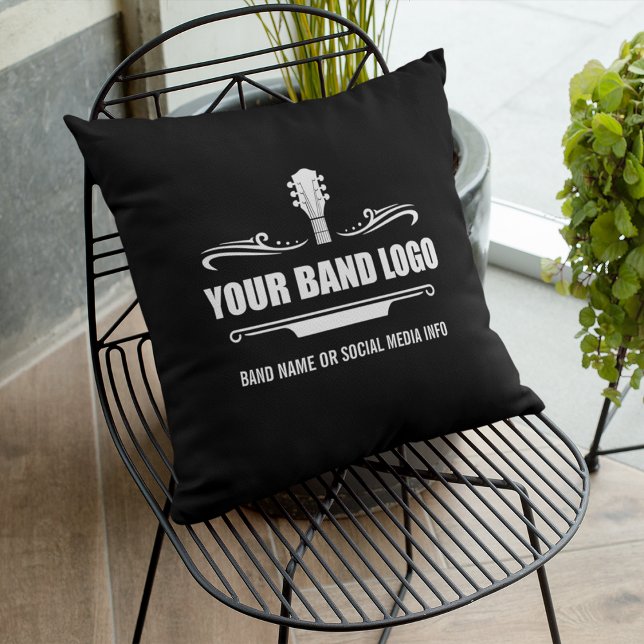 Your Band Logo - Choose Your Background Color Throw Pillow (Customize to change background color or add more text.)