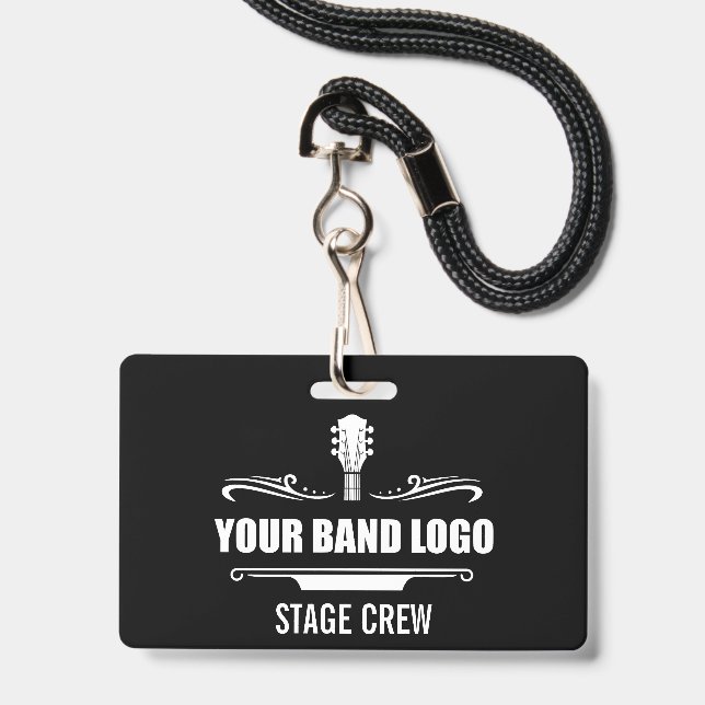 Your Band Logo Stage Crew Wide Badge (Front with Lanyard)