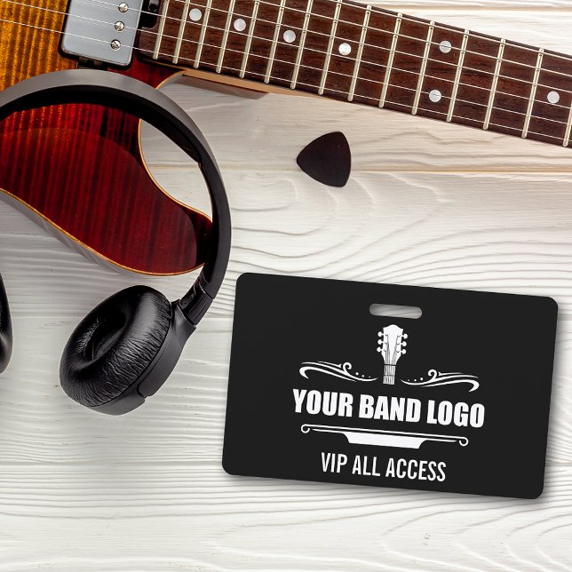 Your Band Logo VIP Wide Badge (Customize to change background color or add more text to back.)