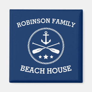 Your Beach House Family Name Anchor Oars Stars Magnet