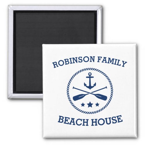 Your Beach House Family Name Anchor Oars Stars Magnet
