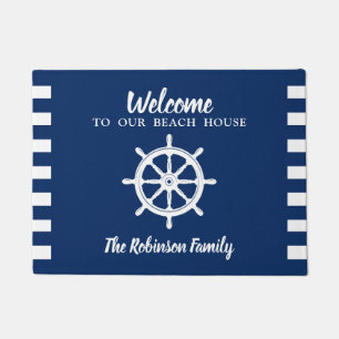 Your Beach House Nautical Ships Wheel Helm Doormat