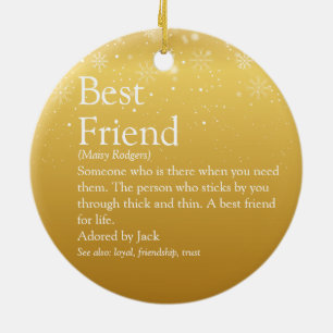 Your Best Friend Definition Gold Snowflakes Ceramic Ornament
