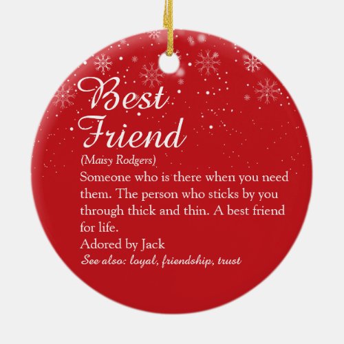 Your Best Friend Definition Merry Christmas Red Ceramic Ornament