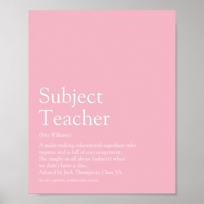 Your Best Teacher Ever Definition Girly Pink Poster | Zazzle.com