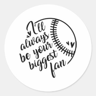 Your Biggest Fan Baseball Print Classic Round Sticker