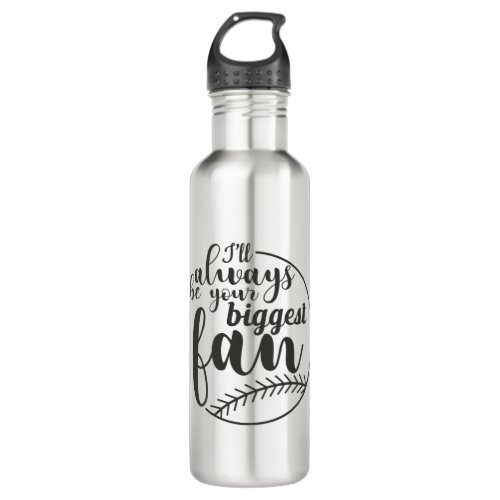 Your Biggest Fan Baseball Print Stainless Steel Water Bottle