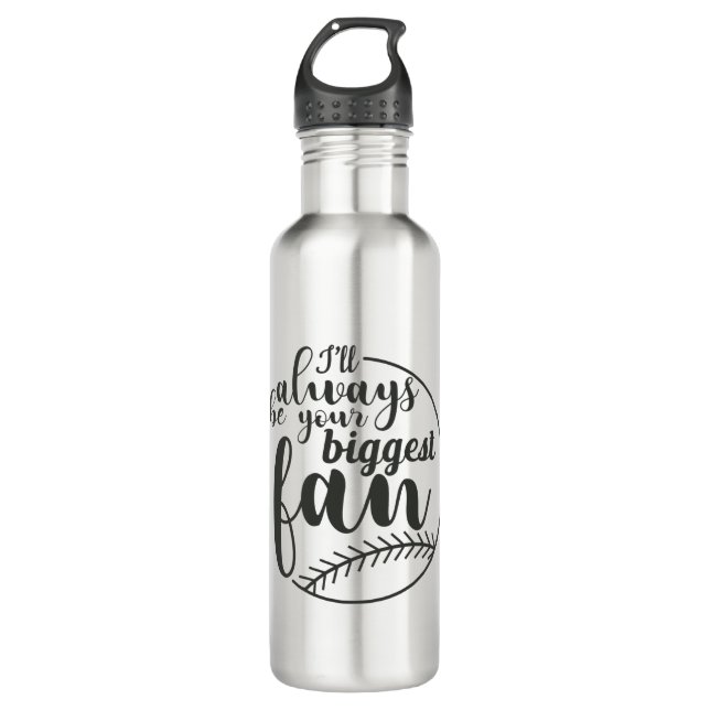 Your Biggest Fan Baseball Print Stainless Steel Water Bottle (Front)