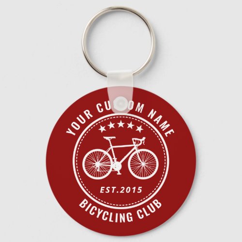 Your Bike Club Family or Location Name Custom Red Keychain