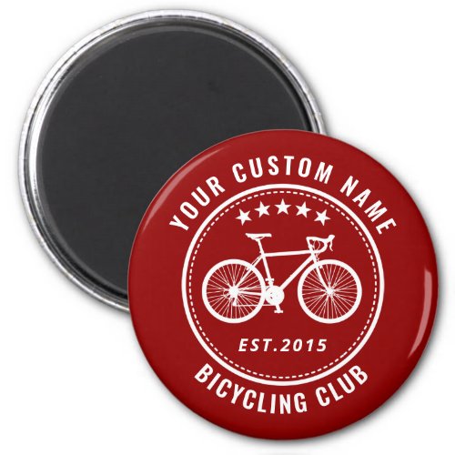 Your Bike Club Family or Location Name Custom Red Magnet