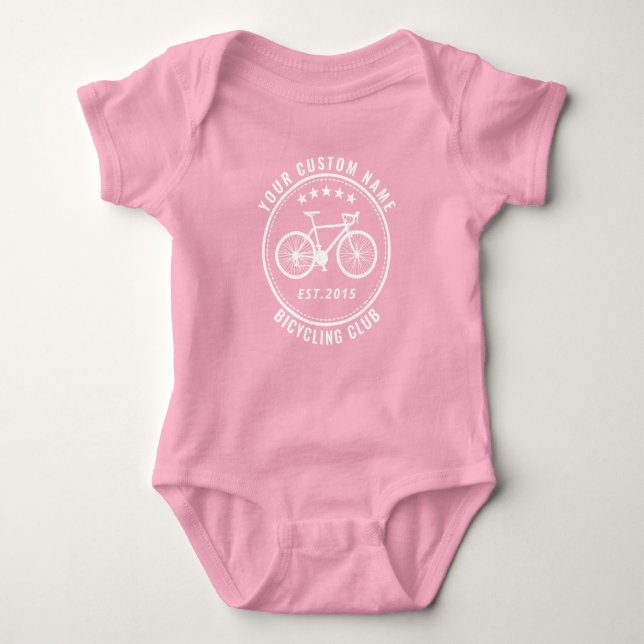 Your Bike Club or Location Name Custom Pink Baby Bodysuit (Front)