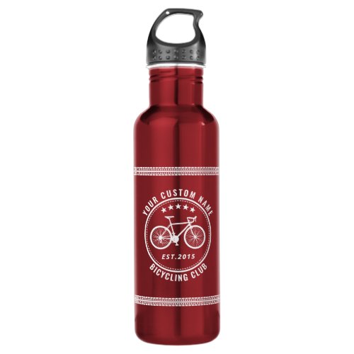 Your Bike Club or Location Name Custom Red Stainless Steel Water Bottle