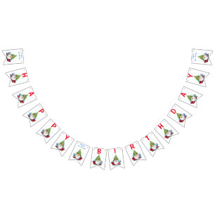 Your Birthday Bunting Flags Cute Gnomes with Gift