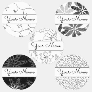 Your Black & White Floral Hand drawn Labels