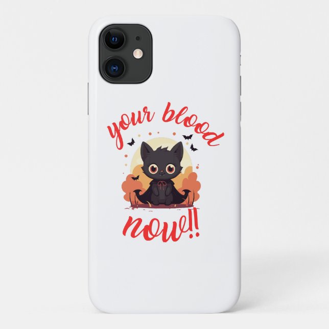 YOUR BLOOD NOW!! - Vampire kitten Case-Mate iPhone Case (Back)