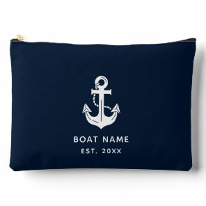 Your Boat Name Anchor Blue Accessory Pouch