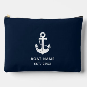 Your Boat Name Anchor Blue Accessory Pouch