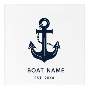 Your Boat Name Anchor Blue Acrylic Print